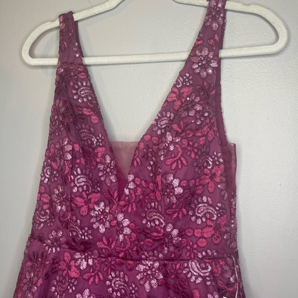 B. Darlin Magenta Floral Sequin Fit & Flare Dress Juniors 13/14 Prom Homecoming - Picture 3 of 11